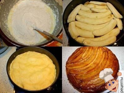 пирог вверх дном с бананами