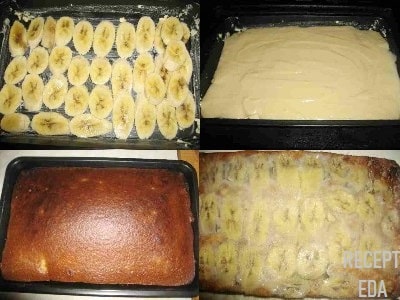 банановый заливной пирог на кефире