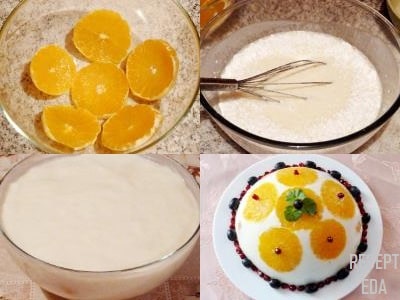 десерт с йогуртом и фруктами и желатином