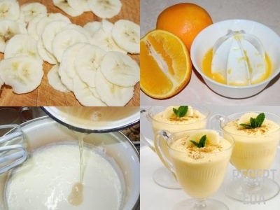 десерт со сметаной и желатином и фруктами