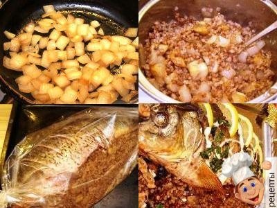 рыба в духовке, фаршированная гречкой, п/о, видео