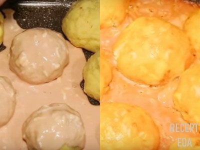 картофельные шарики в духовке с фаршем
