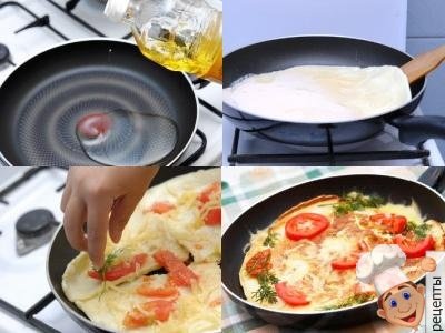 как сделать омлет с помидорами и сыром