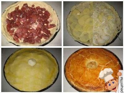 пирог с мясом и картошкой, татарский мясной пирог