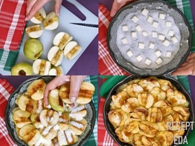 пирог с яблоками перевертыш на кефире рецепт