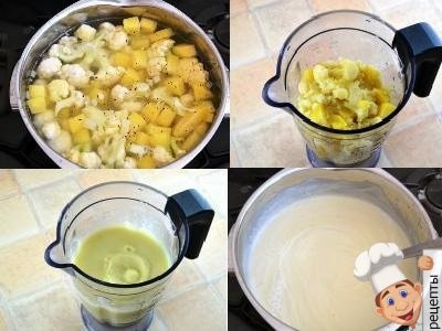 приготовление супа пюре из цветной капусты, рецепт со сливками