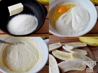 рецепт бананового заливного пирога на сметане