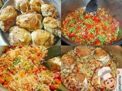 рецепт риса с овощами и курицей