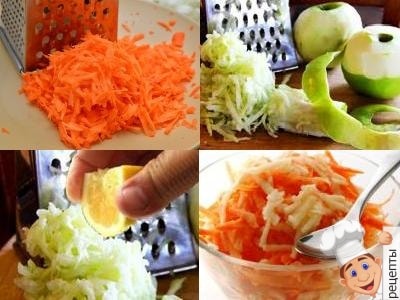 салат из моркови и яблока, салат морковь с яблоком рецепт