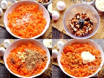 салат из моркови с чесноком и грецкими орехами