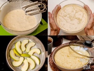 шарлотка с яблоками на кефире на сковороде
