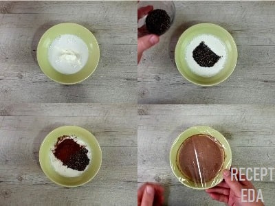 шоколадно ванильный пудинг с семенами чиа 