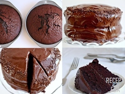 шоколадный торт на кипятке и молоке