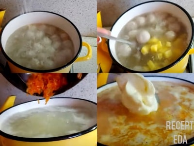 сырный суп с фрикадельками и рисом, рецепт