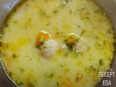 сырный суп с фрикадельками и рисом