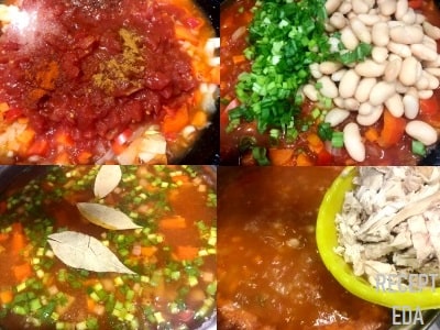 томатный суп с курицей и фасолью и овощами