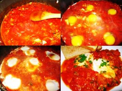 яичница с томатным соусом, блюдо из яиц и томатной пасты