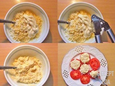 закуска из помидоров с сыром и яйцом