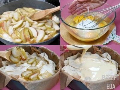 заливной пирог из лаваша с яблоками в духовке