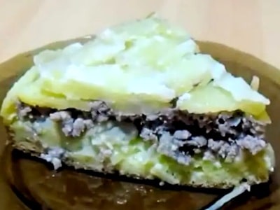 заливной пирог с фаршем и картошкой сырой