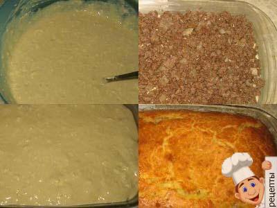 Как приготовить Заливной пирог на кефире с фаршем рецепт пошагово