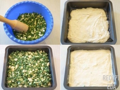 заливной пирог с зеленым луком на сметане в духовке